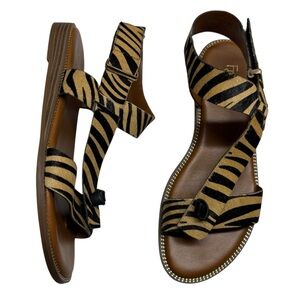 Franco Sarto Glenni Zebra Print Sandals Size 8 M calf hair leather animal print